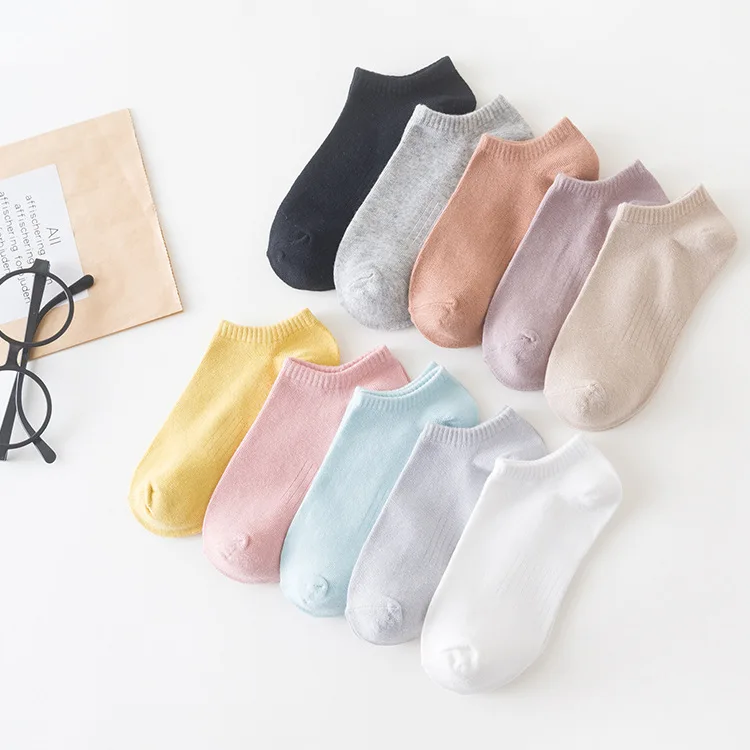 

5 pairs 1 lot Socks Women Summer Thin Solid Color Short Ankle Sock pack Low Tube Wholesale Cotton set kawaii Sweet Style Sock