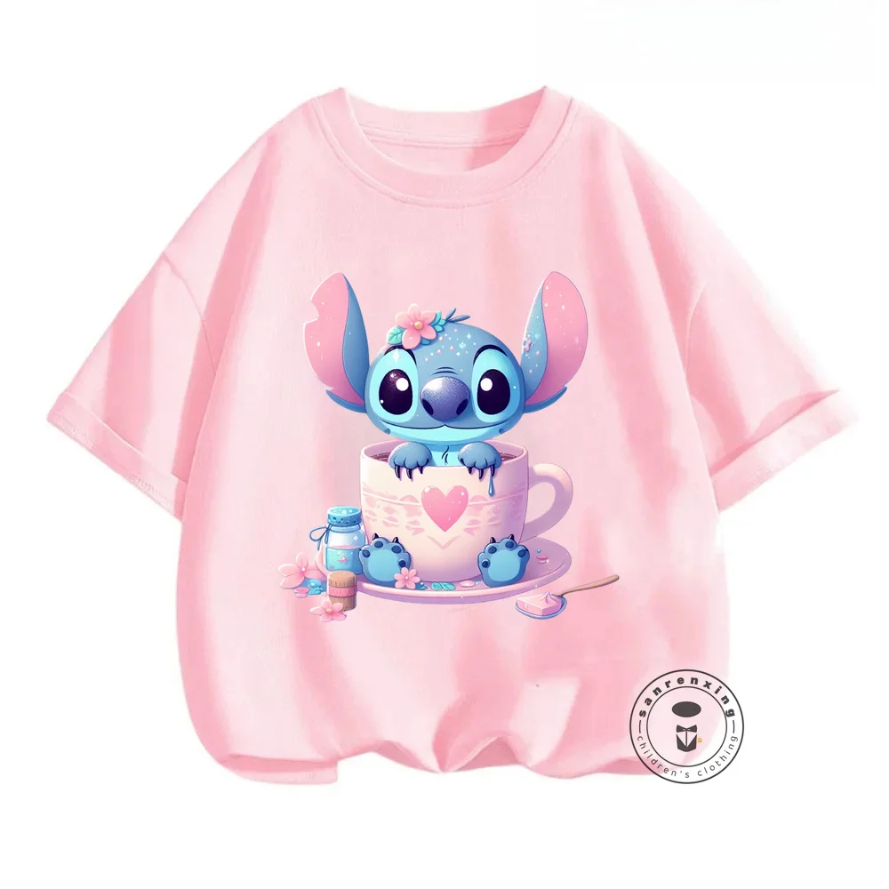 Adorable Summer T-Shirts for Kids Vibrant Stitch Marvel Cartoon Designs Cute O-Neck Shirts for Playful Days Ideal for Parties