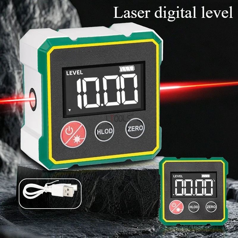 

Четырехсторонняя магнитная двойная лазерная компактная линейка уровня с цифровым дисплеем для измерения наклона, подходит для строительных проектов