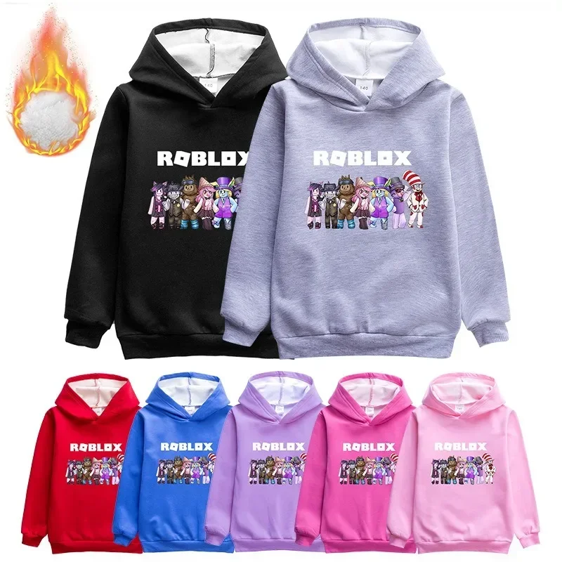 

Детский костюм ROBLOX, двухслойная утолщенная бархатная толстовка с капюшоном для мальчиков, детская одежда, забавные толстовки, свитшот для девочек и мальчиков