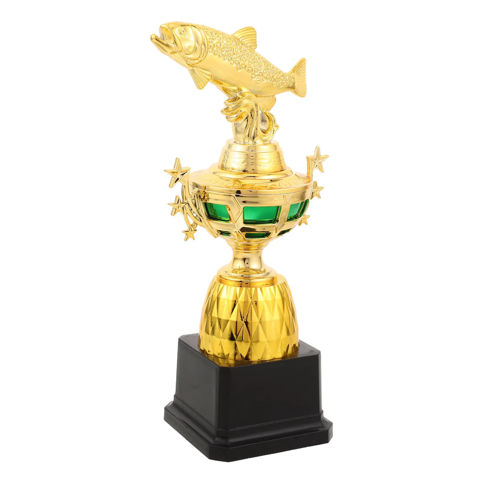 Mini Fish Trophy Golden Fishing Competition Trophy Plastic Small Fish Cup Black Base Angling Tournament Prize Fishing Derby