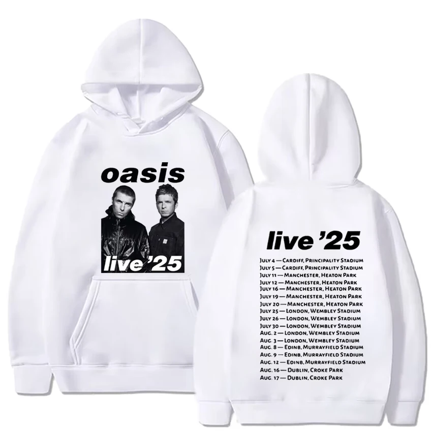 British Band O-Oasis Live 25 Tour Hoodie Men Hip Hop Vintage Pullover Sweatshirt Unisex High Quality Oversized Hooded Streetwear