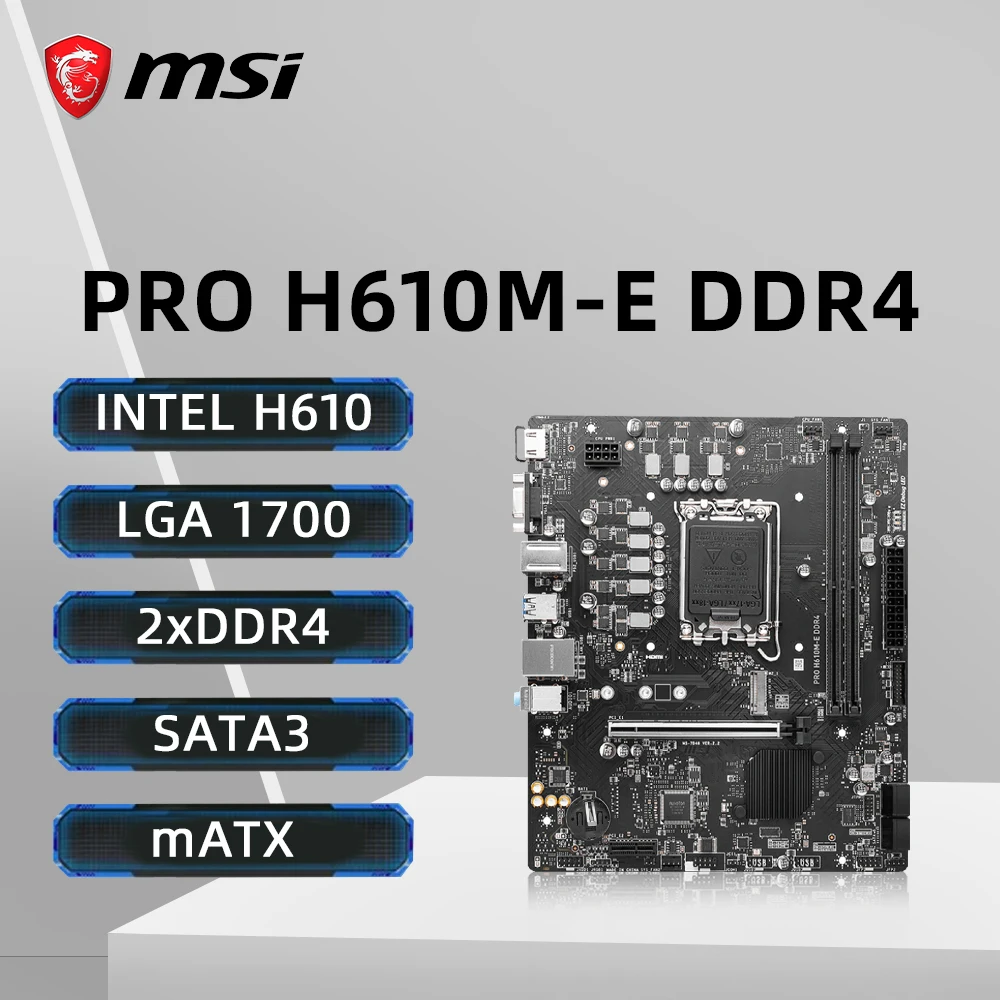 MSI PRO B660M-E DDR4 Motherboard Support i9-14900K 12900K i5-12400F 12100F CPU DDR4 4600MHz 64GB HDMI NVME M.2 LGA1700 Mainboard