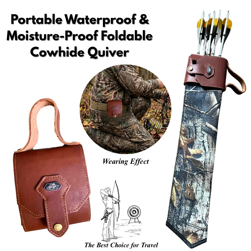 

Portable Waterproof Foldable Cowhide Quiver – Durable, Moisture-Proof Archery Arrow Case for Hunting, Long-Distance Travel