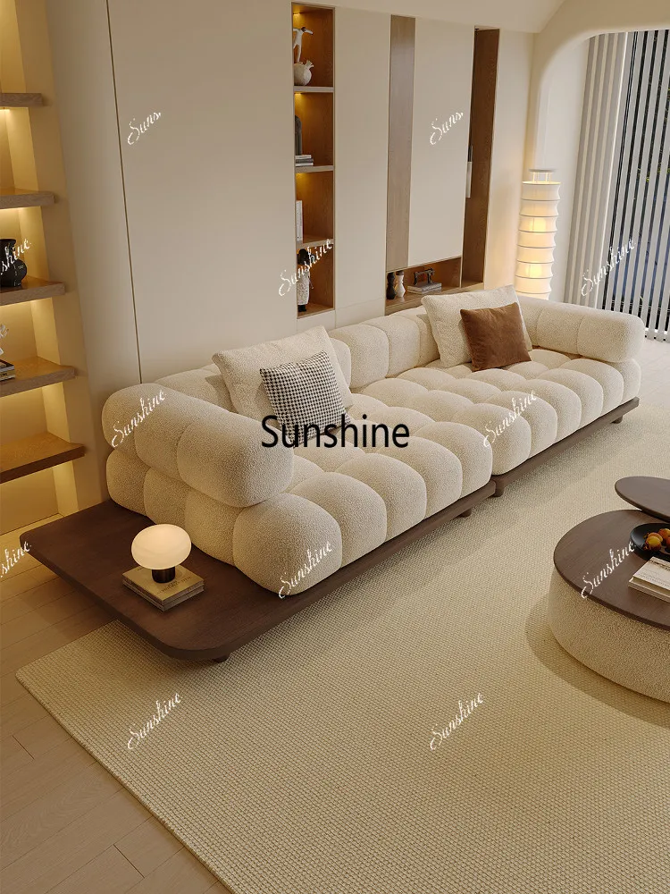 Cream antique sofa lamb wool fabric high-end design light luxury