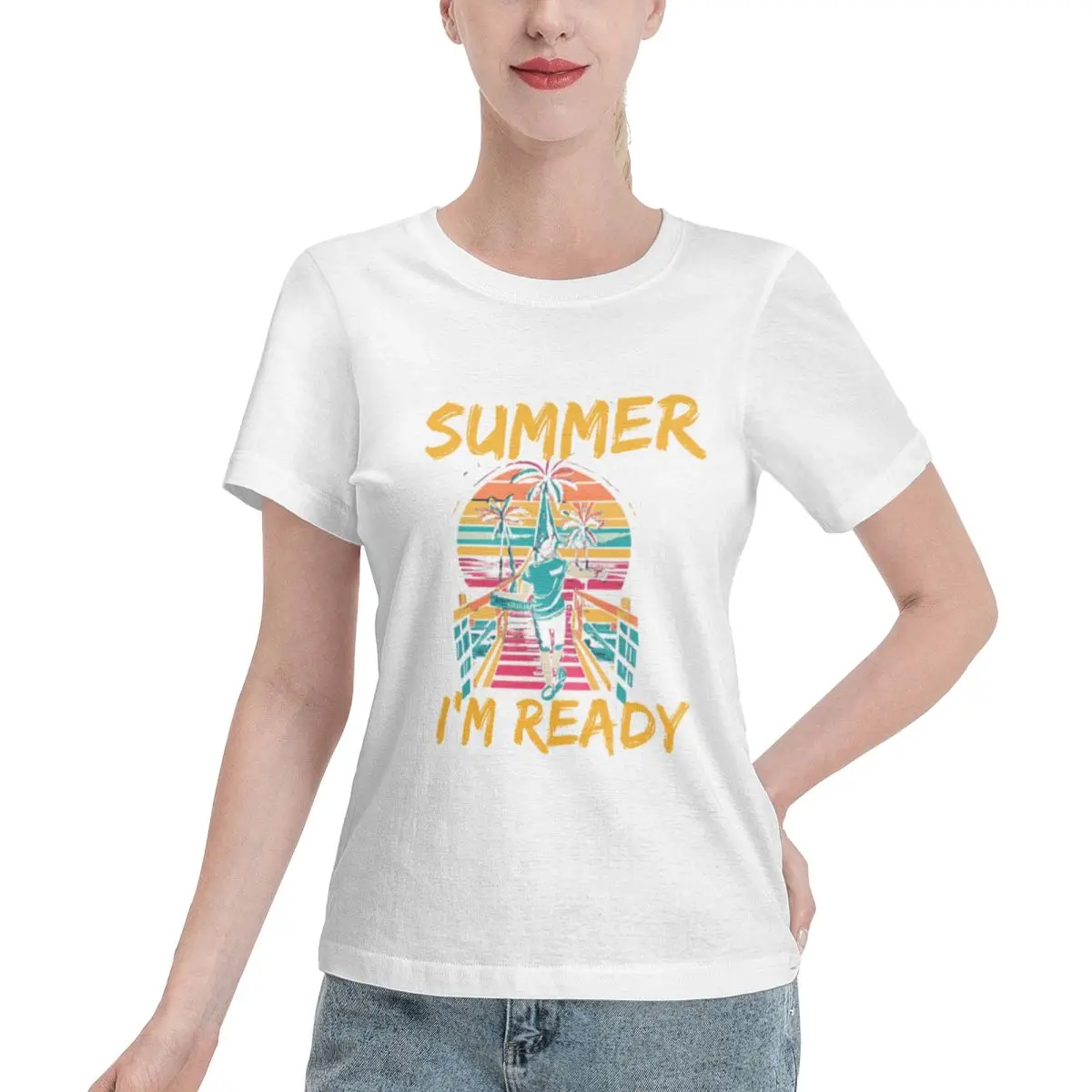 All Body Type Im Ready For Summer Women's T-shirt Daily Casual Short Sleeve Casual Top
