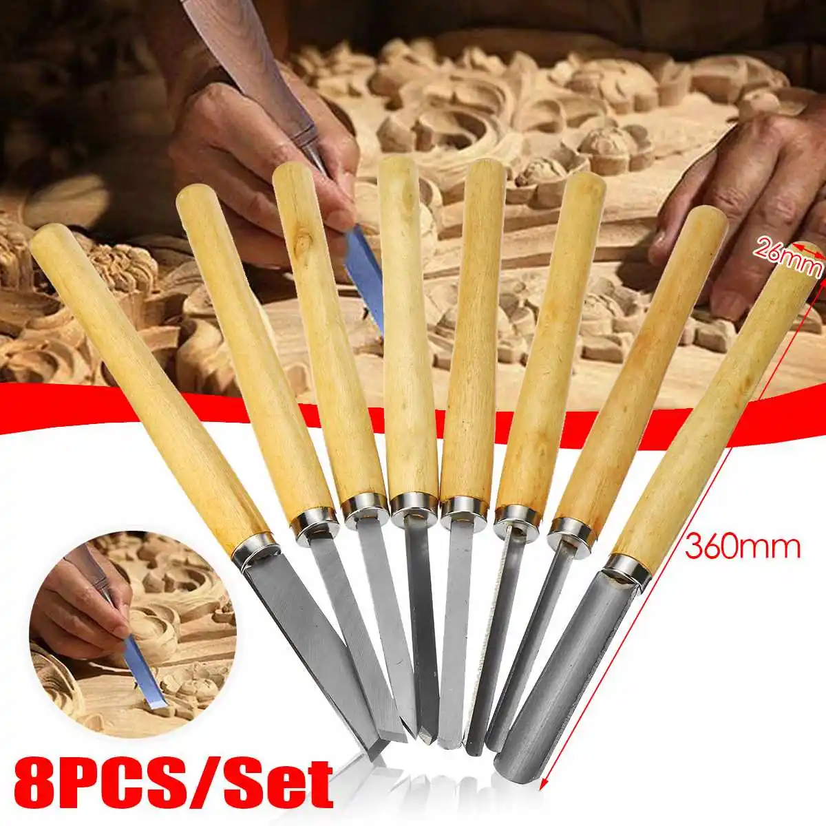 

8Pcs/Set Professional Wood Carving Chisel 26mm Carpentry Flat Chisels DIY Woodworking Woodcut Carving Knife