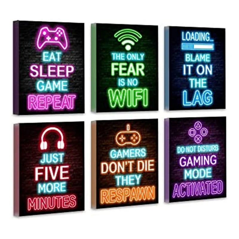 6PCS Video Gamer Room Decor Game Poster 8X10in-Gamer Wall Decor Teenage Boy Room Decor