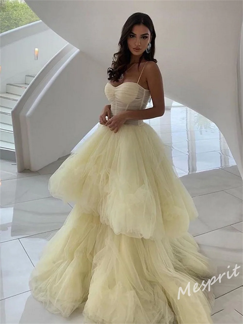 Quinceanera-Robe de Rhen tulle drapée en couches, robe de Rhchérie, filet froncé, mode sexy