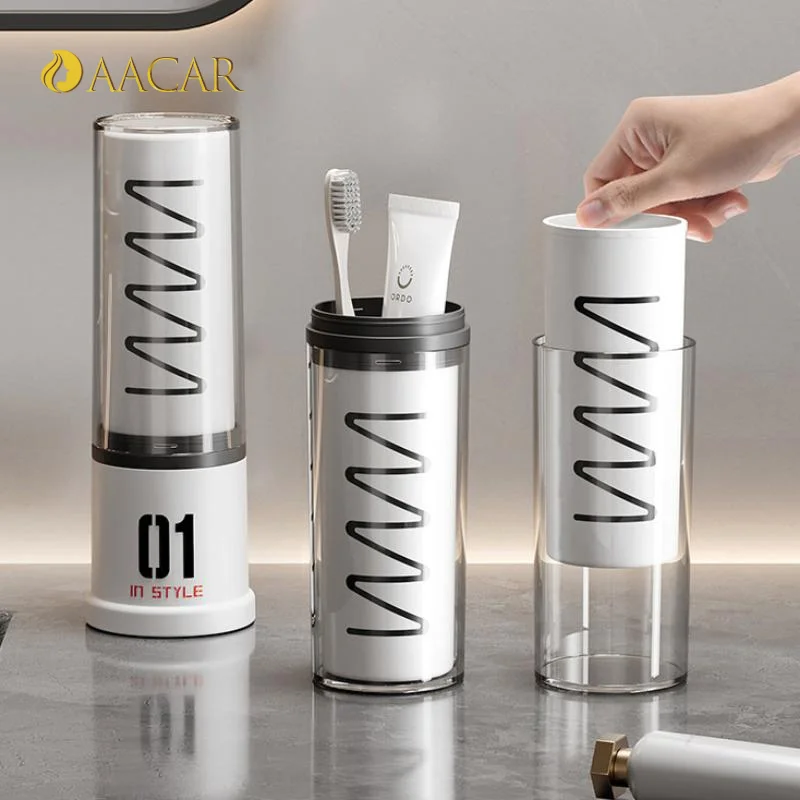 

Durable Portable Toothbrush Cup Stylish Convenient Mouthwash Cup Three In One Plastic Wash Cup Office Travel Home Daily Use