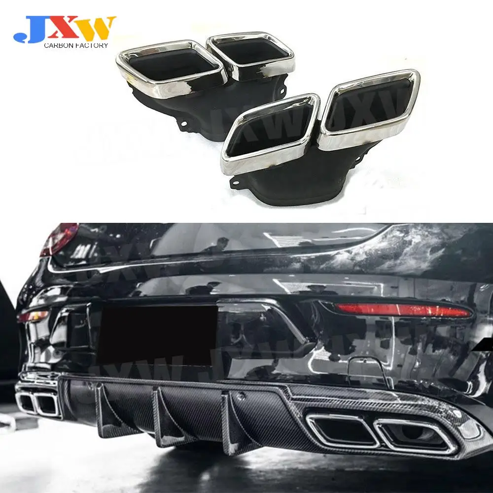 Car Stainless Steel  Exhaust Muffler Tips For Mercedes Benz W205 Class C C200 C300 C260 C180 Four Outlet Tailpipe