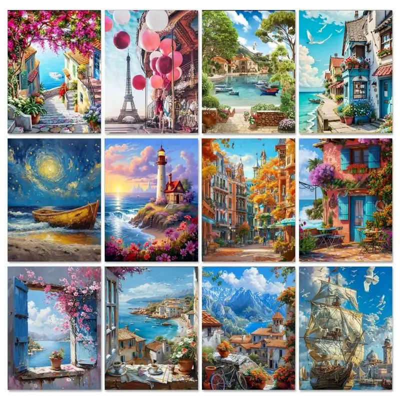 GATYZTORY 40x50cm Picture Painting By Numbers Scenery Drawing By Numbers For Adults Diy Gift Acrylic Paints Set Wall Decors