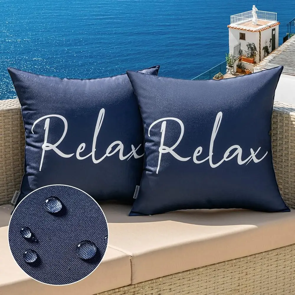 

Outdoor Waterproof Throw Pillow Covers Set Of 2 Relax Decorative Outdoor Square Pillowcases For Chair Patio Garden Couch Tent