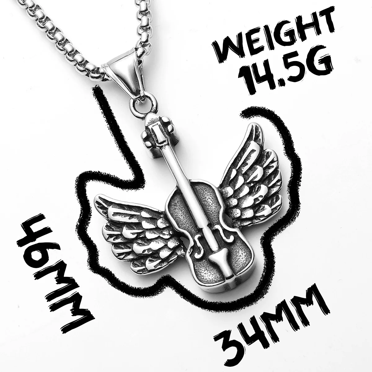 الملاك الجناح الكمان الفولاذ المقاوم للصدأ الرجال القلائد سلسلة بدلاية فاسق للنساء موضة جديدة في المجوهرات هدايا بالجملة دروب شيبينغ