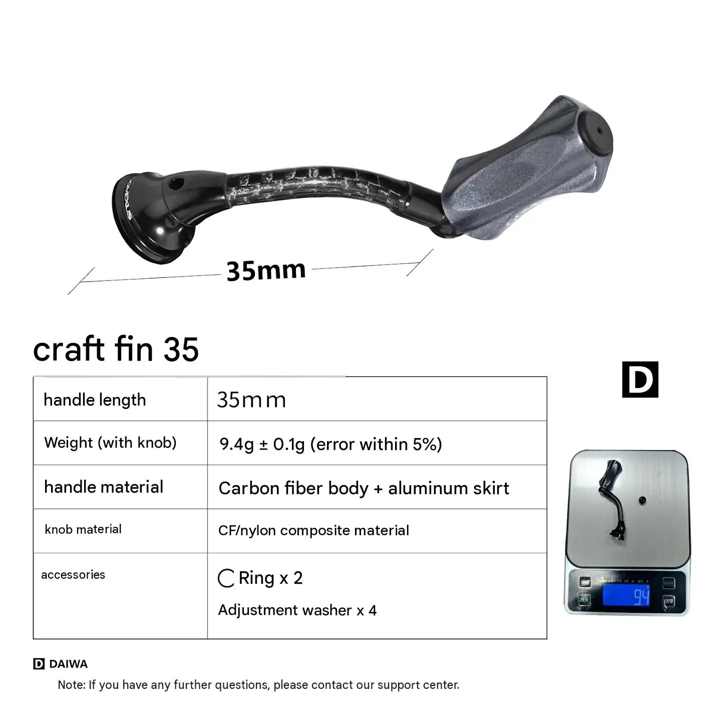 Gomexus 35mm Einzelgriff mit 18mm Knopf für Daiwa Exist Airity Luvias LT 1000-2000 Light Game Rollen – Detail 14