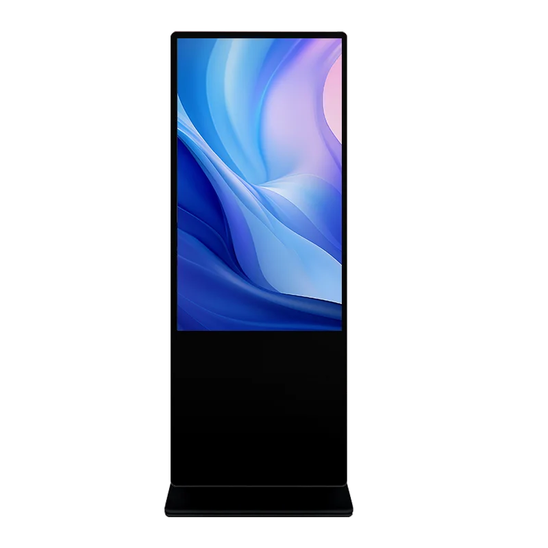 VETO LCD 43 49 55 بوصة مشغل فيديو تلقائي للإعلان على الأرض يعمل بنظام أندرويد لافتات وعرض رقمية على الطوطم الداخلي