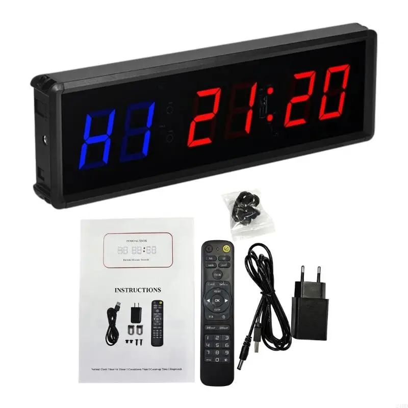 Professional Gym Timer With Remote Control 12/24H Digital Clock Countdown Stopwatch For Workout Training And Fitness 24BD