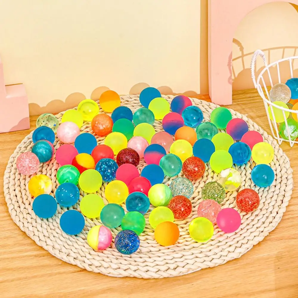 Mini Gradient Color Colorful Bouncy Ball Creative Bouncing Shiny Rubber Ball Elastic Transparent Sequin Jumping Ball Gift