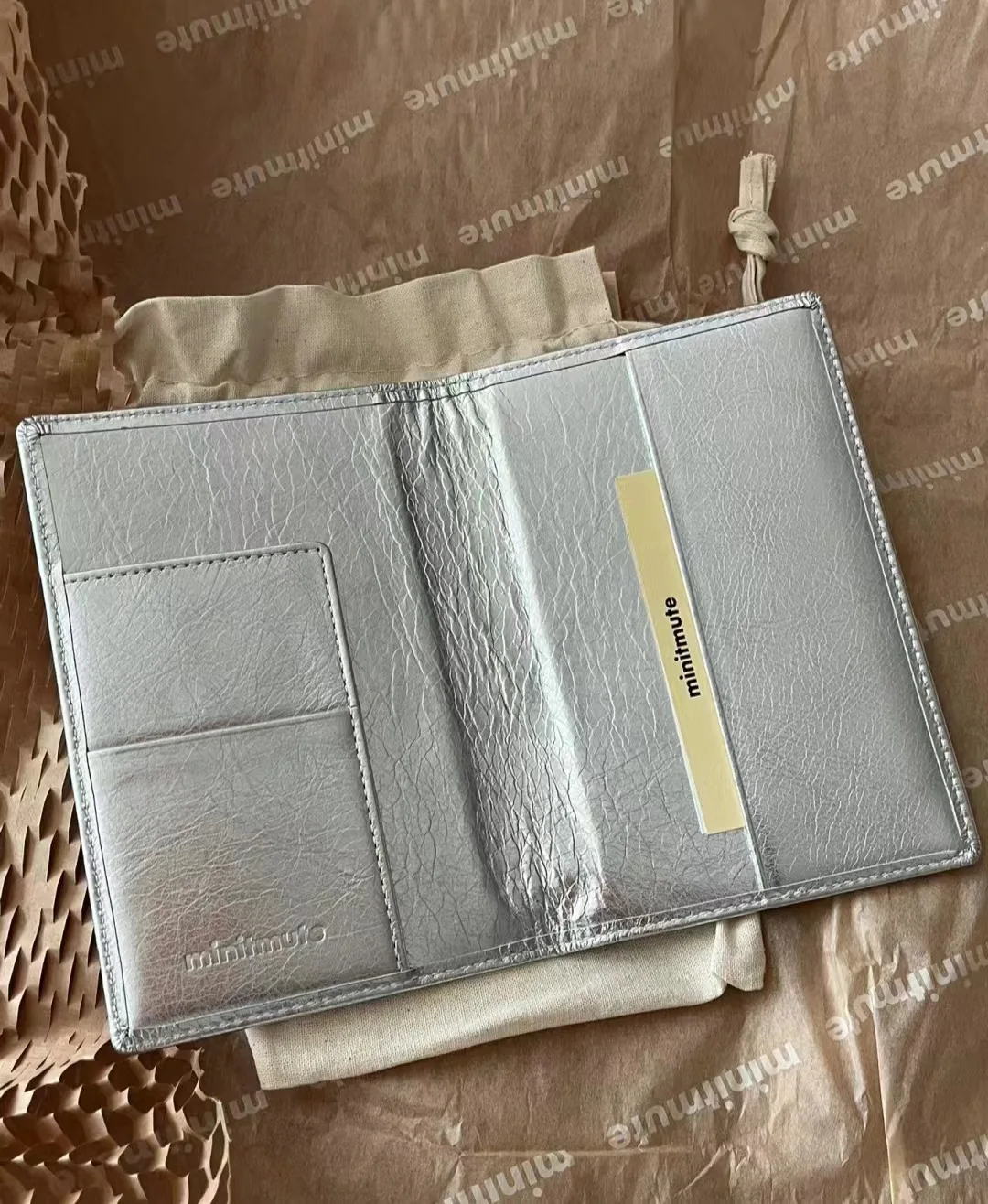 Korean niche passport holder cowhide solid color document holder card bag long handheld