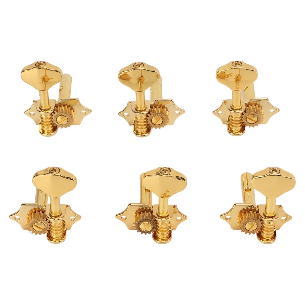 Metal Material Guitar Tuning Pegs 18:1 Gear Ratio Golden Guitar Machine Heads 3+3 Configuration Guitar Tuning Machine Set