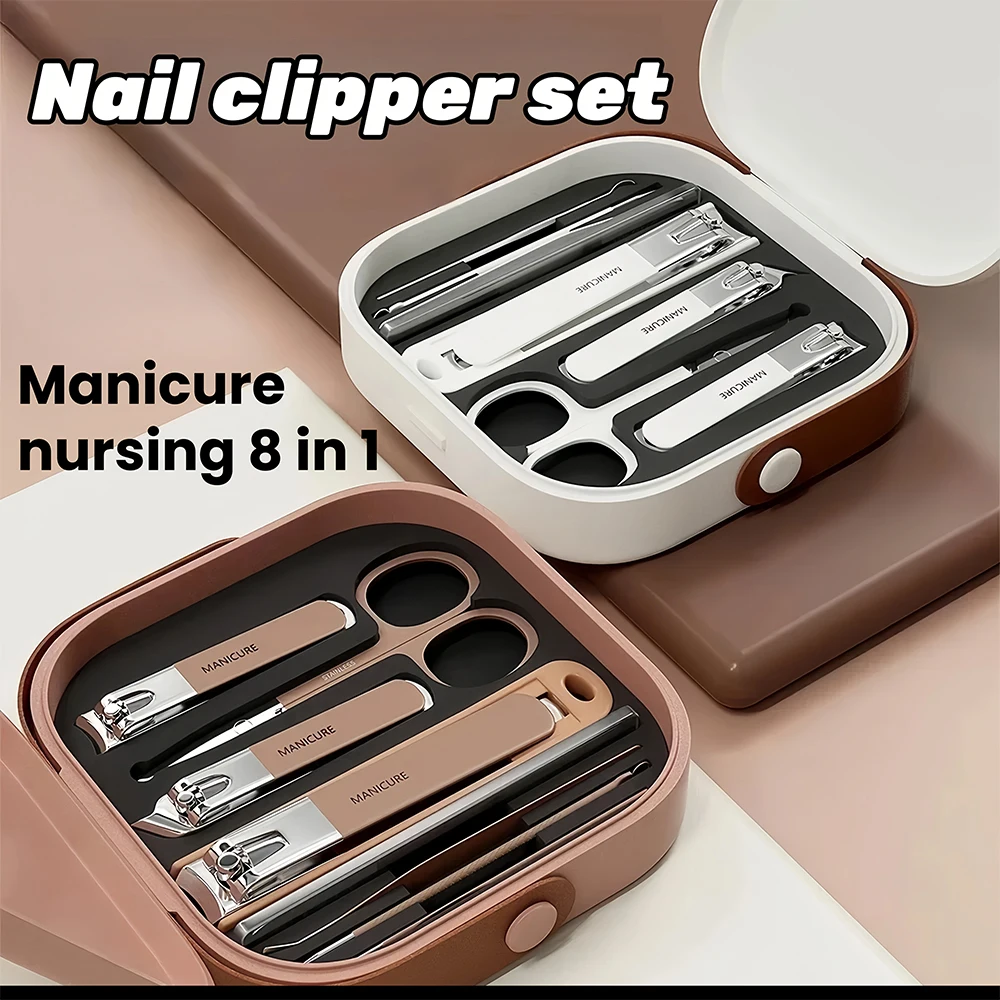 مجموعة مانيكير مع مقصات أظافر من الفولاذ المقاوم للصدأ، ومبرد أظافر، وأدوات العناية، ومجموعة أدوات تجميل للعناية بالرجال والنساء