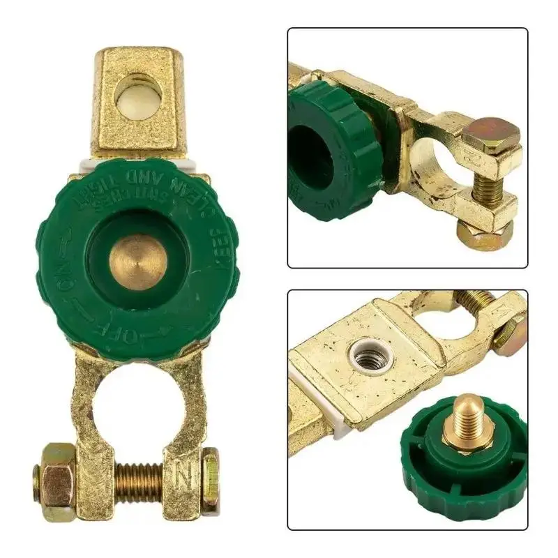 Brass Car Battery Disconnect Switch Heavy-Duty Quick Cut-off Isolator With Knob Anti-Leakage Battery Terminal For 12V/24V