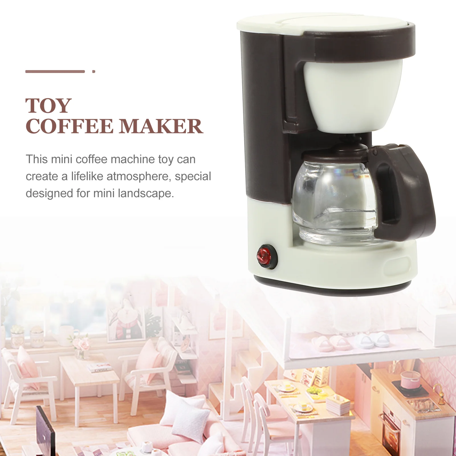 Miniature Coffee Machine for Kids Maker Toy House Play Kitchen Accessories Wooden Makers