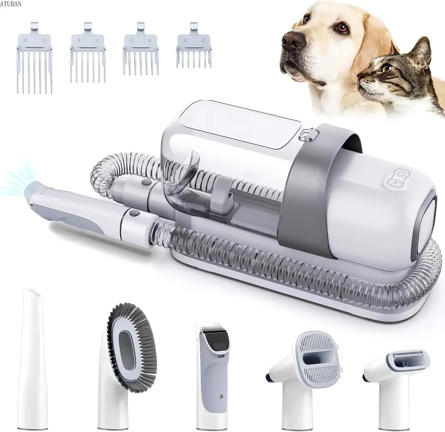 

Pet Grooming Kit,Dog Grooming Clippers 2.3L Vacuum Suction 99%Pet Hair,Pet water blower Vacuum Low Noise,5 Pet Grooming Tools