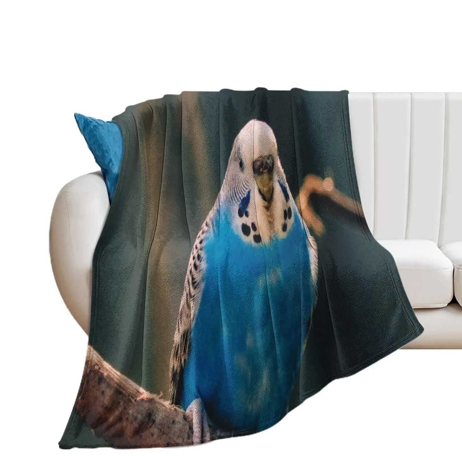 Blue Budgie Photo Throw Blanket Beach Blankets For Sofas Bed Blankets