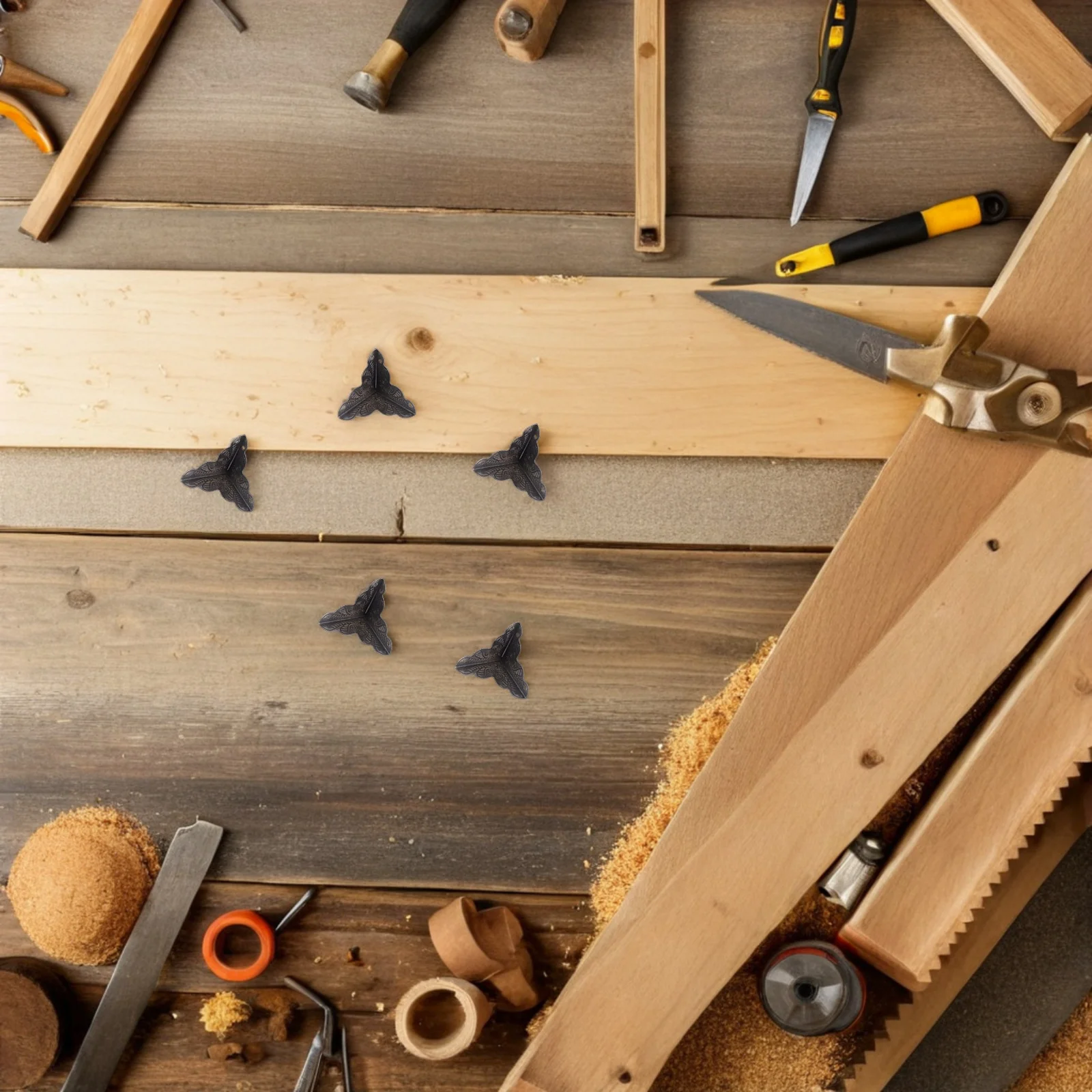 

48Pcs Vintage Metal Corner Guards Rustic Decorative Edge Protectors for Wooden Boxes Furniture Jewelry Cases Box Corners