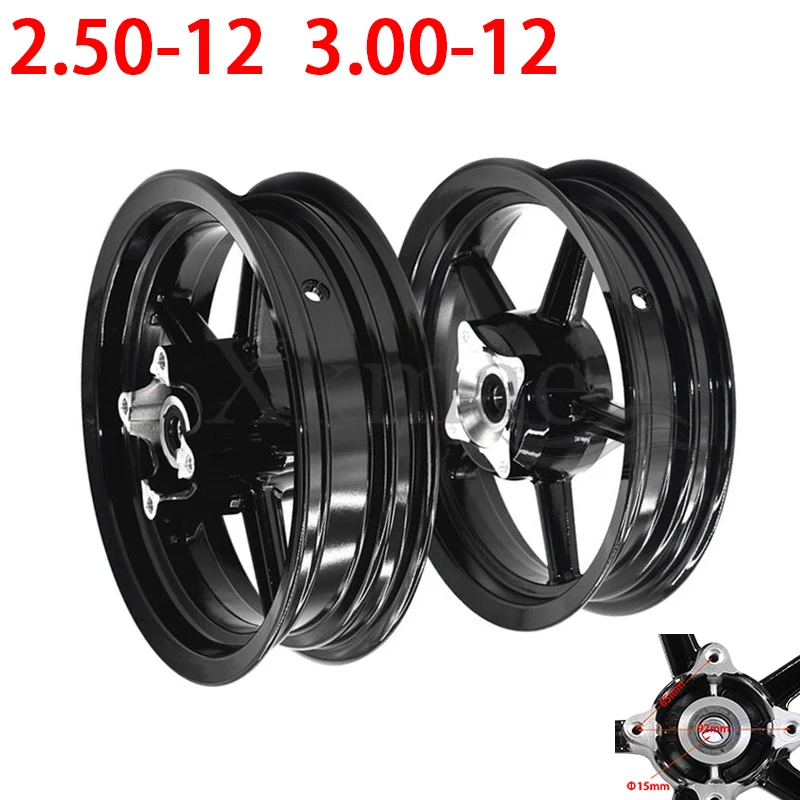 12inch Front 2.50-12 and Rear 3.00-12 4 fitting hole Rims Refitting for Dirt bike Pit Bike Vacuum Wheel