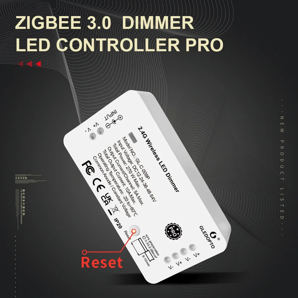 

GLEDOPTO Zigbee 3.0 Reset Button Smart LED Strip Controller Dimmer Pro Work with Tuya SmartThings App Alexa RF Remote Control