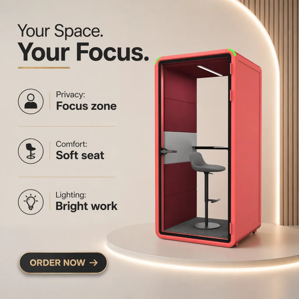 Soundproof Office Pod Private Phone Booth Acoustic Meeting Room Cabin