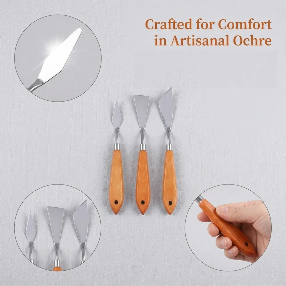 3Pcs Stainless Steel Palette Knife Set, Professional Oil Acrylic Painting Tools for Color Mixing, Texture Art Supplies