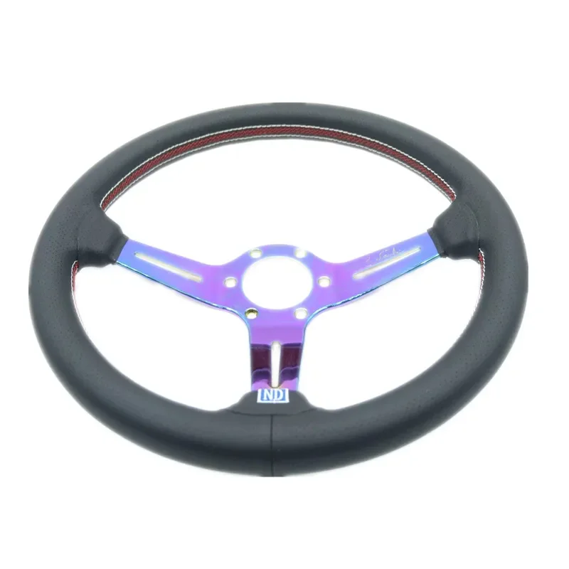 14inch 350mm Deep Corn Drifting  Rainbow Steering Wheel /  Leather Steering wheels