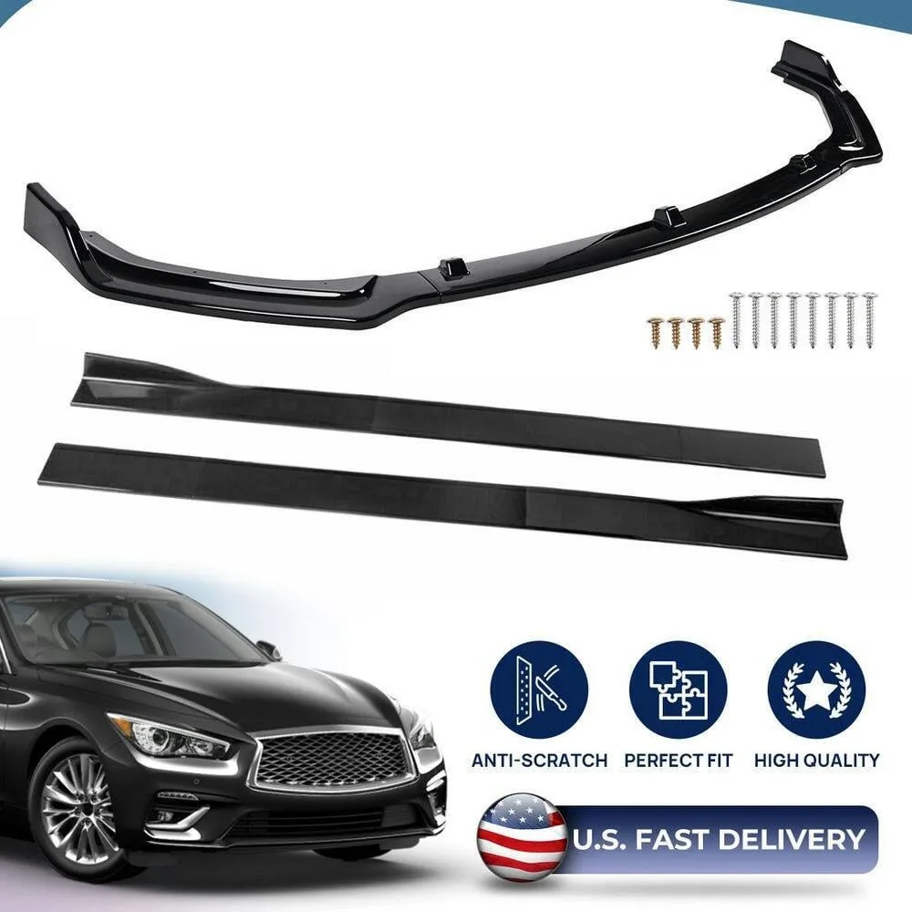 

For Infiniti Q50 Base Car Front Bumper Lip Spoiler Splitter Body Kit Side Skirt United States