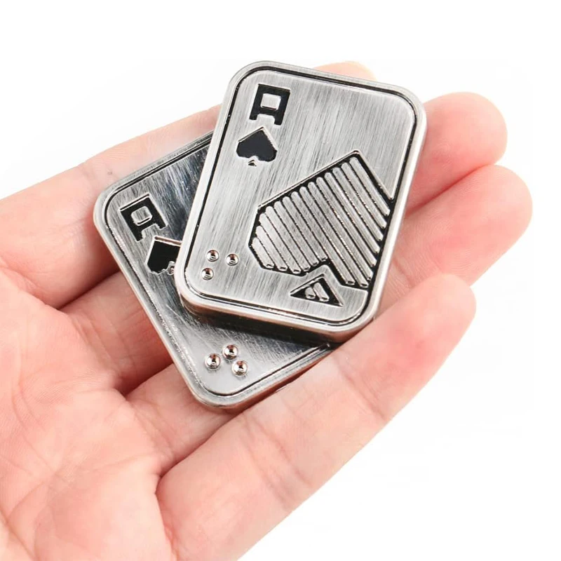 Metal Poker Push Card Fidget Slider Stress Relief Toy Adults Anxiety ADHD Decompression Gifts Juguetes Sensioriales