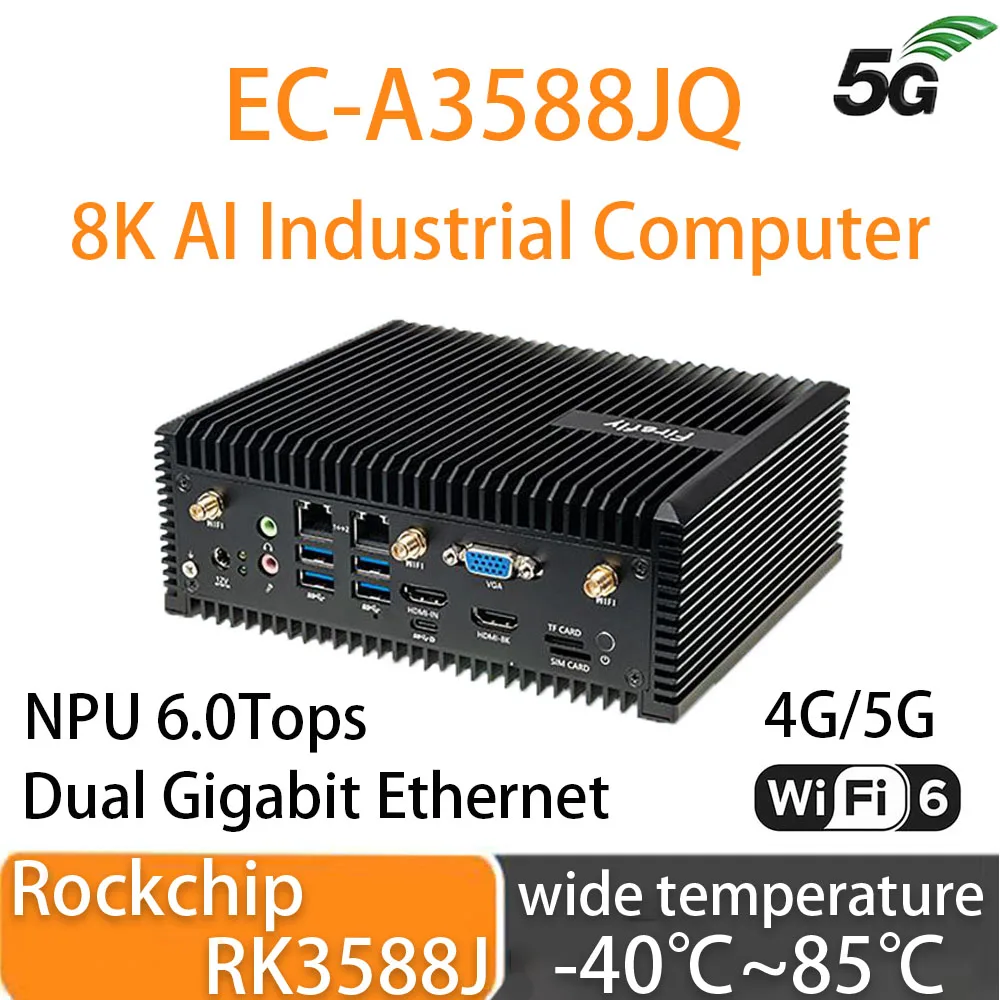 

EC-A3588JQ Industrial Computer RK3588J Main Board Octa-Core 8K AI Core Board Frequency 2.4GHz 8nm GPU NPU 6.0Tops Large RAM 5G