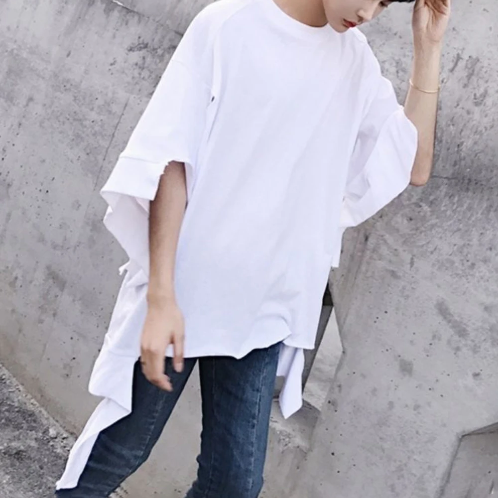 Mens Y2k Ripped Ribbon Casual T-Shirt Streetwear Fashion Niche Nightclub Stage Performance Short Sleeve Top Men'S Clothing 2026