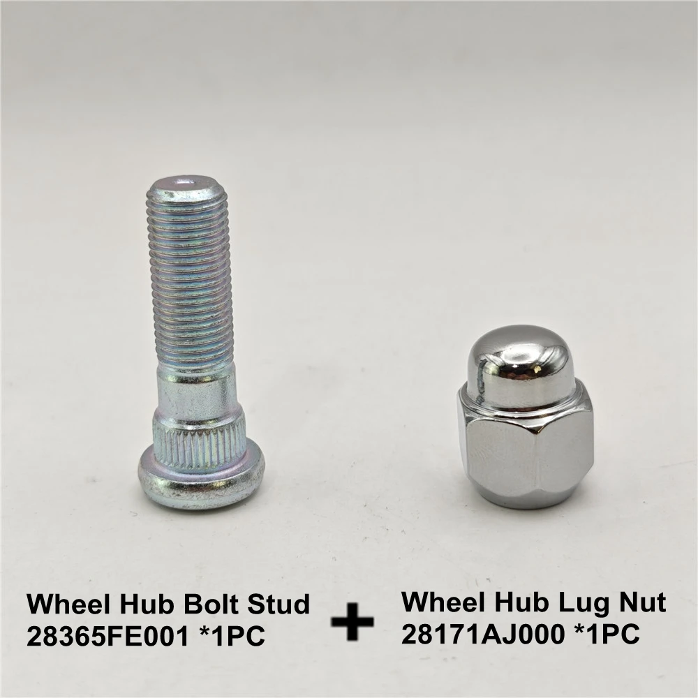 2PCS Wheel Hub Bolt Stud & Nut SET Tire Bolts Lug Nut 28365FE001&28171AJ000 For 2006-2019 Subaru Forester Impreza WRX STi Legacy