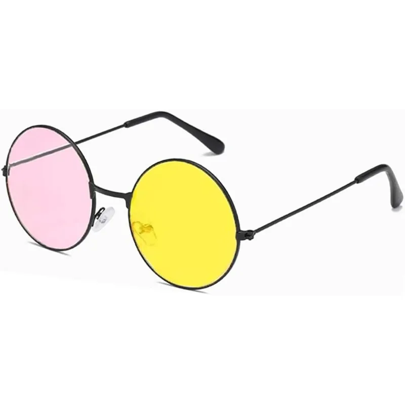 

Vintage Round Frame Sunglasses for Cosplay, Deltarune Spamton Anime Plush Mixed Color Yellow Pink Sunglasses