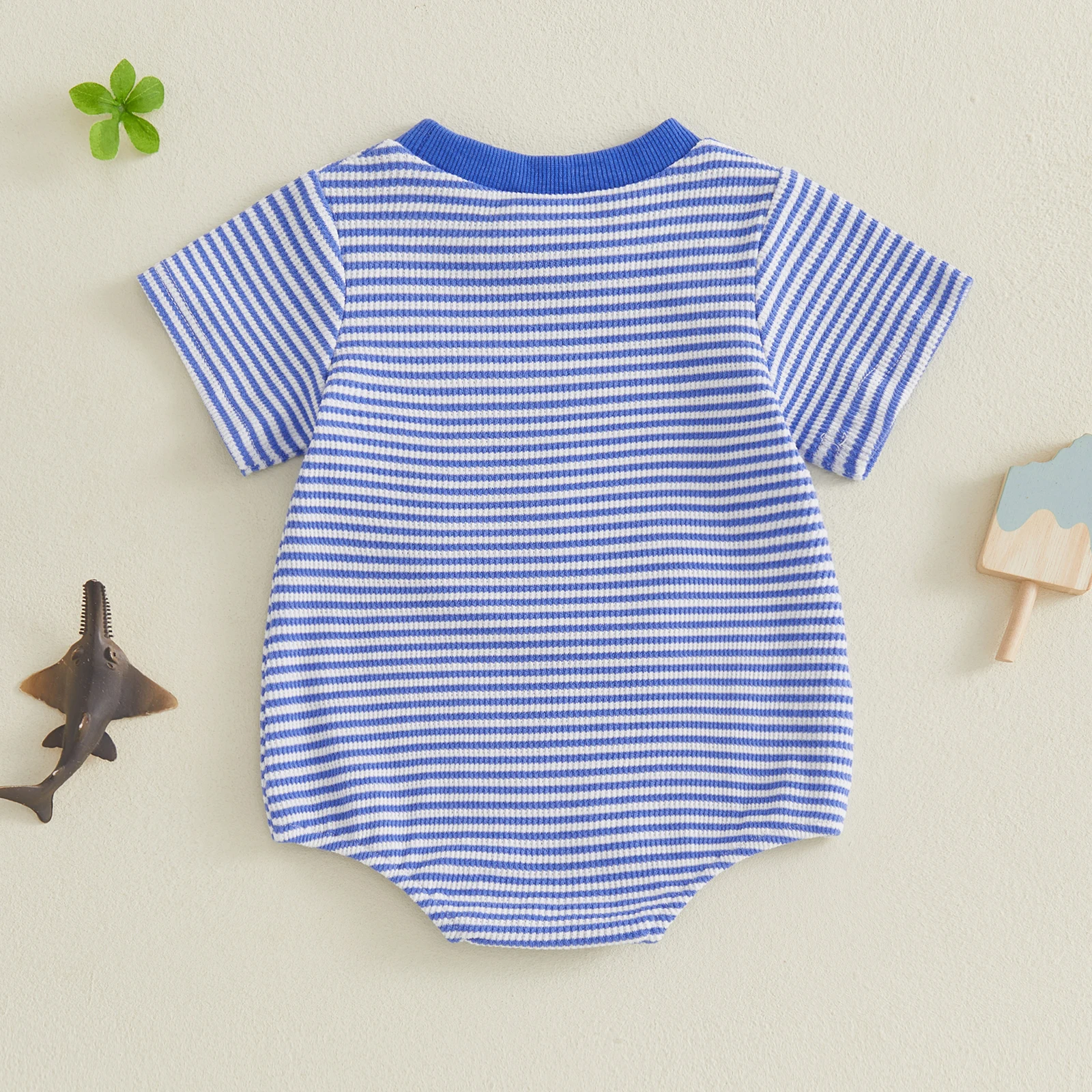 Striped Embroidered Baby Romper 3