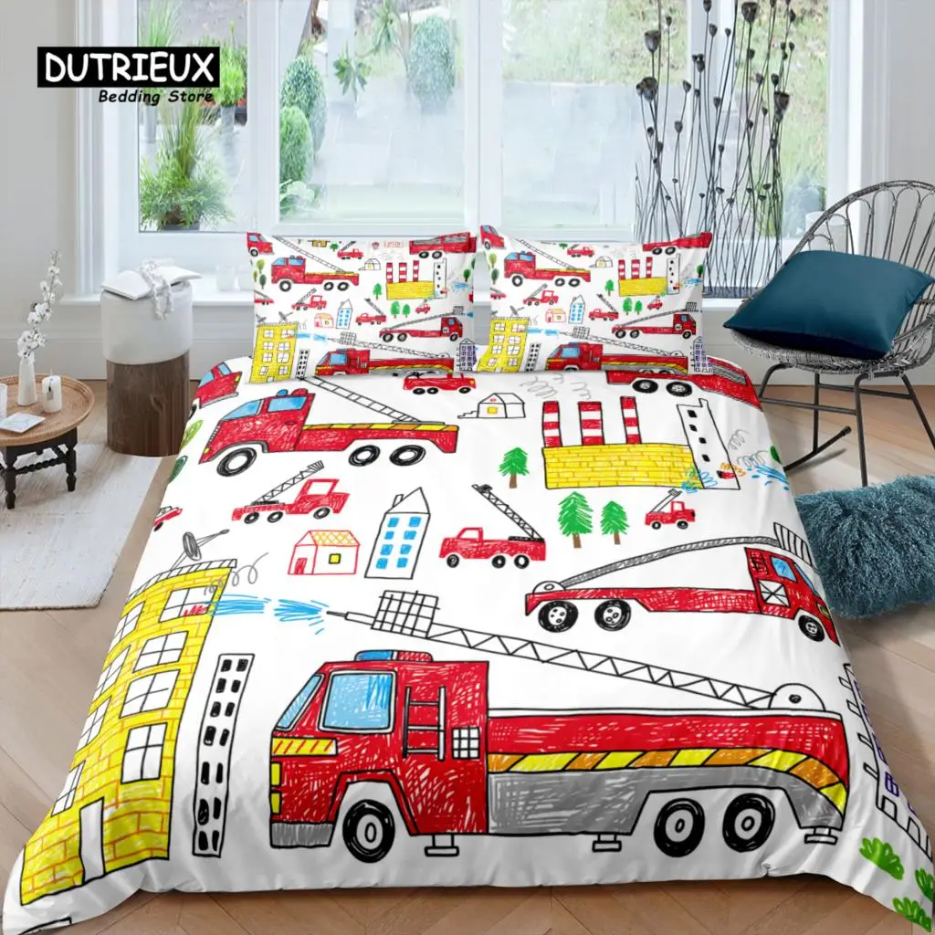 

Home Living Luxury 3D Fire Truck Bedding Set Ambulance Duvet Cover Pillowcase Queen and King EU/US/AU/UK Size Comforter Bedding