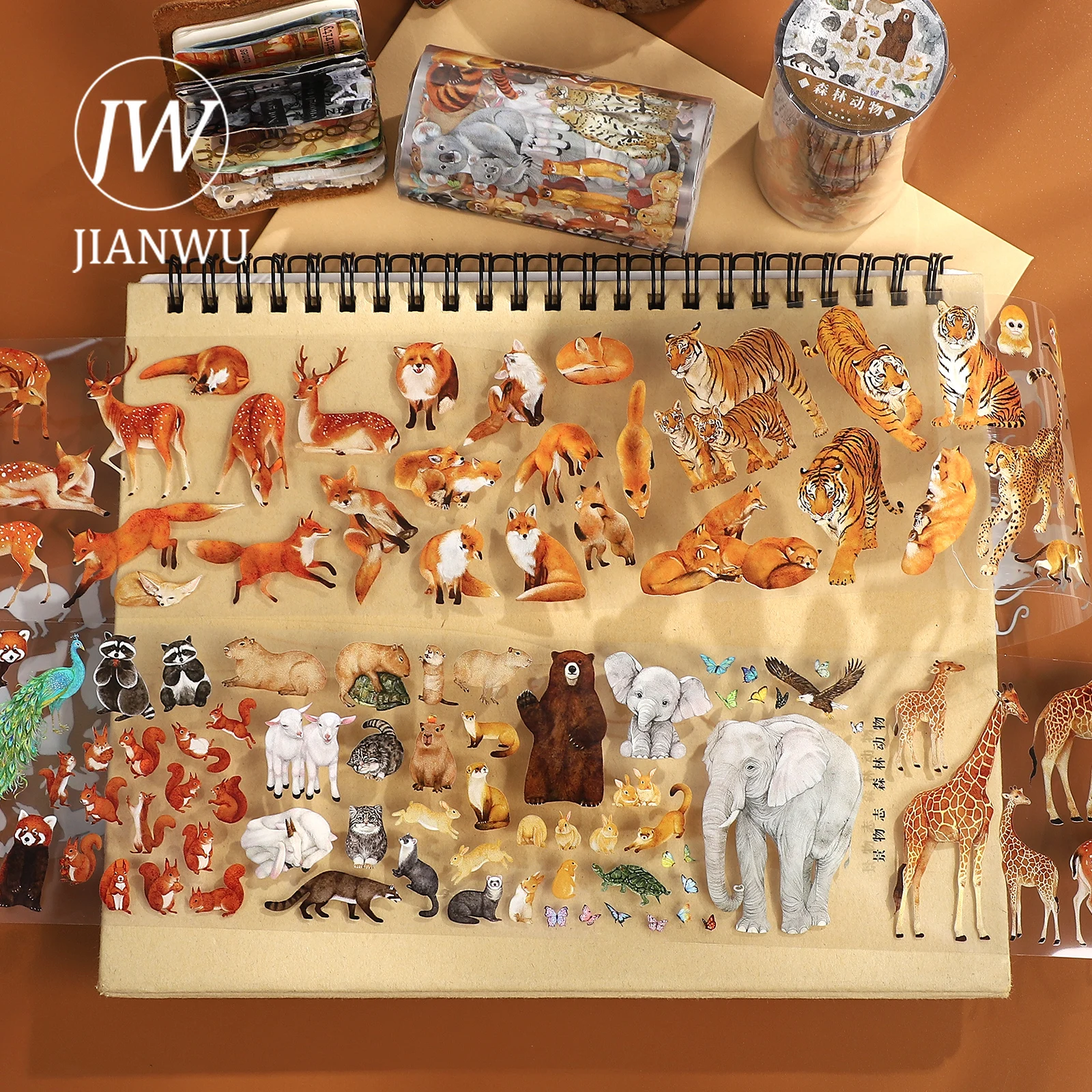 

Лента ПЭТ JIANWU 70мм*5м с винтажным лесным пейзажем и животными для коллажей, скрапбукинга, творчества и оформления дневников