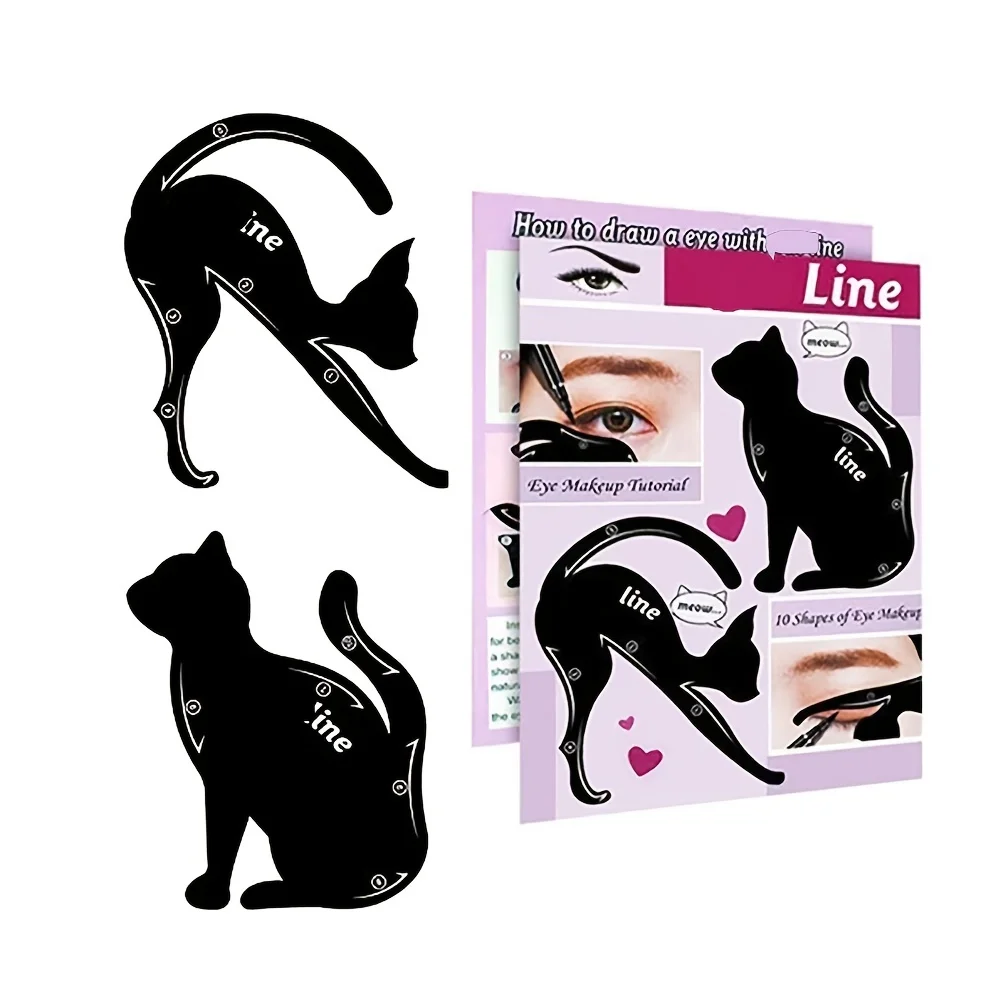 Cat-Shaped Eyeliner Stencil Kit, Smoky Eyeshadow Applicator, and Quick Makeup Stencil Tool for Perfect Eye Makeup