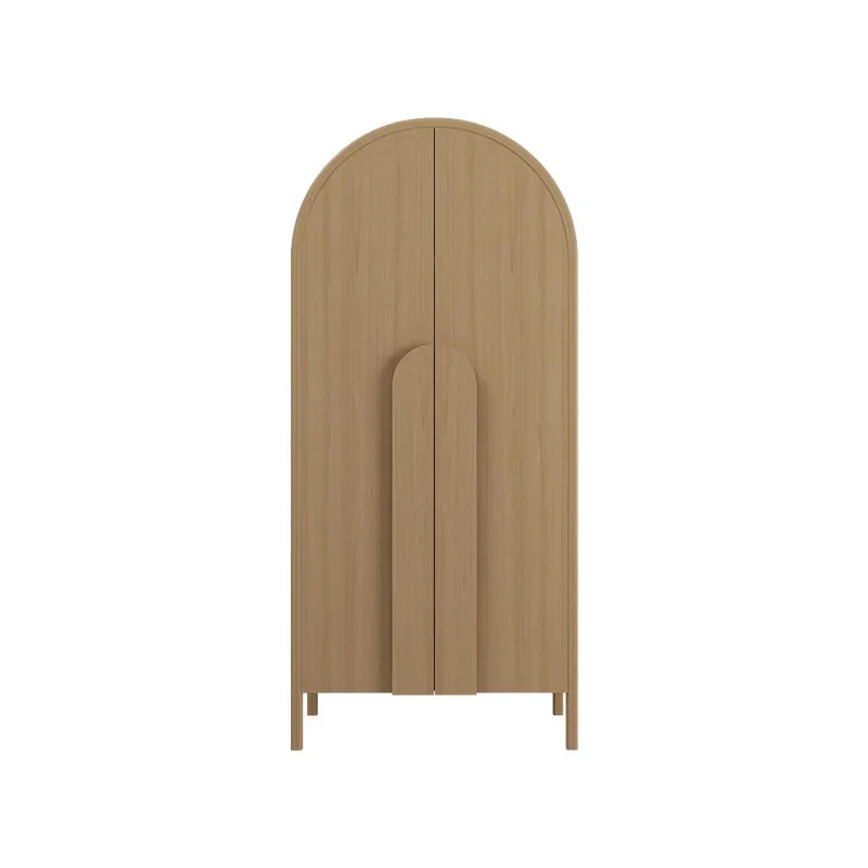 

Nordic simple solid wood double door wardrobe solid wood children's Japanese arched wardrobe simple