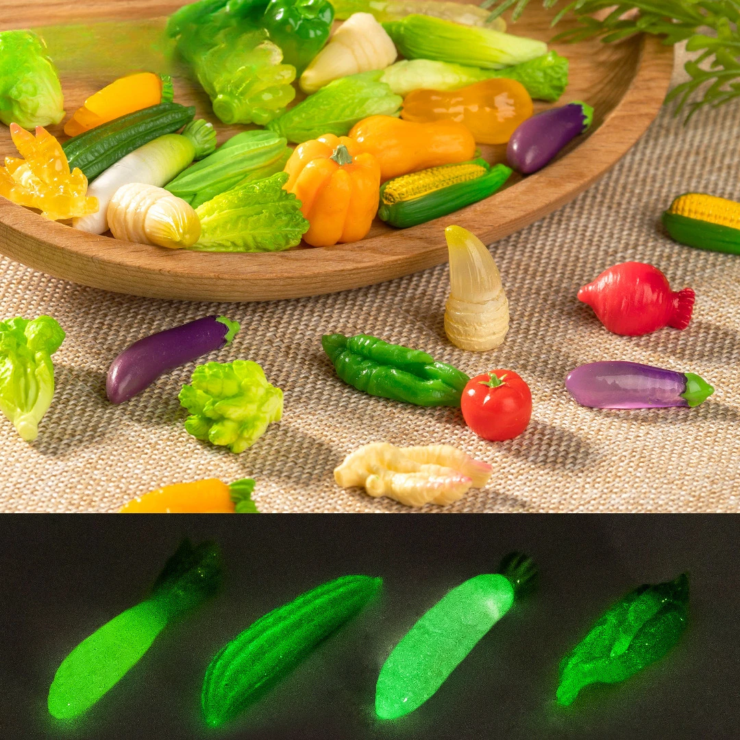 

100pcs Wholesale Luminous Simulated Vegetable Home Decor DIY Accessories for Keychain Doll House Kitchen Decor Miniature Craft