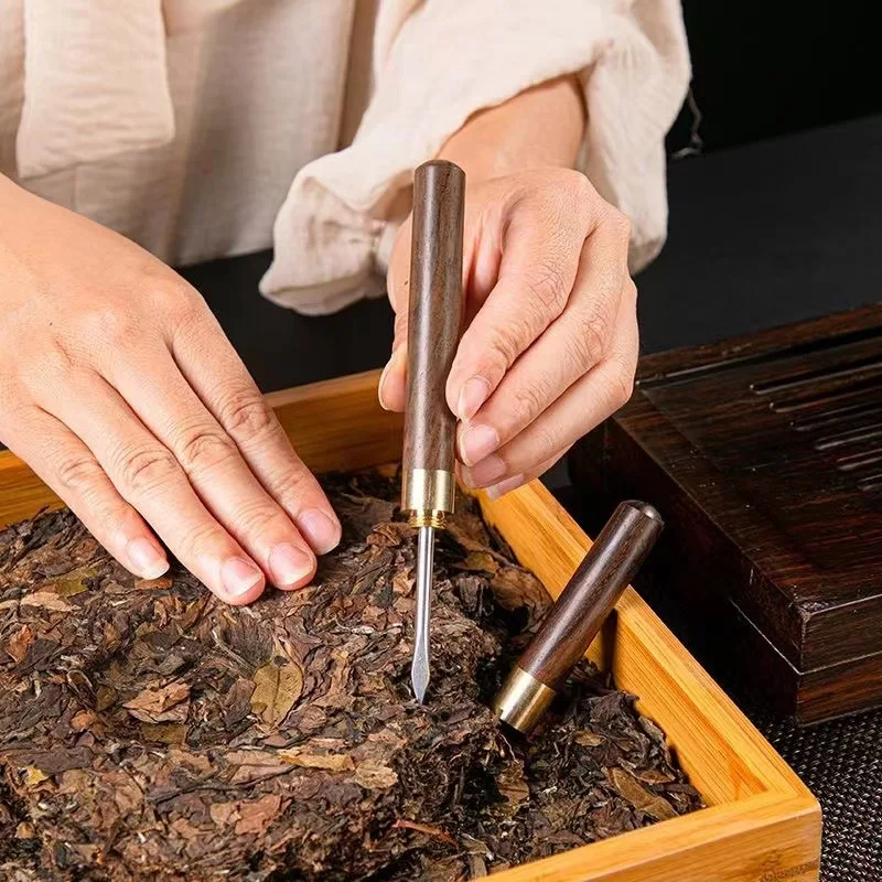 Sandalwood Tea Knife Needle Pick With Wood Handle Puer Tea Tools Cone Needle Breaking Prying Tea Brick Professional Tool