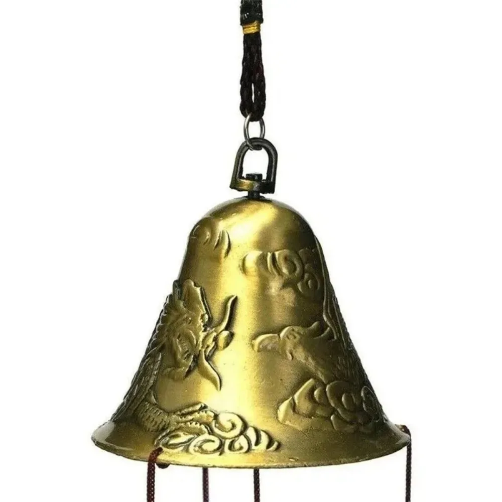 NEW  for Home Garden - Good Luck Blessing Lucky Wind Chimes Fengshui Dragon Bell - 6 Copper Alloy Bells Hanging Wind Chime