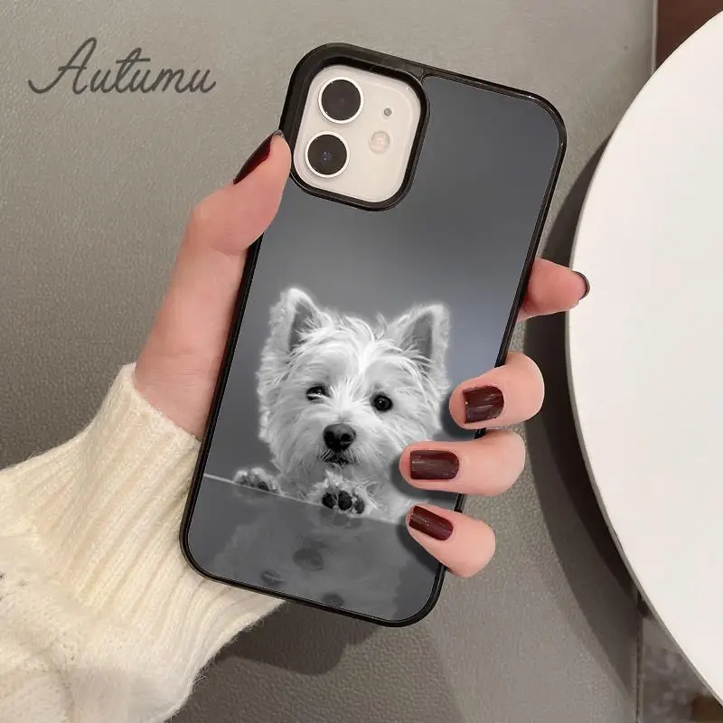 Cartoon Westie Dog Phone Case for iPhone 15 16 SE2020 11 12 13 14 Pro Max mini 6 7 8 Plus coque Fundas Shell